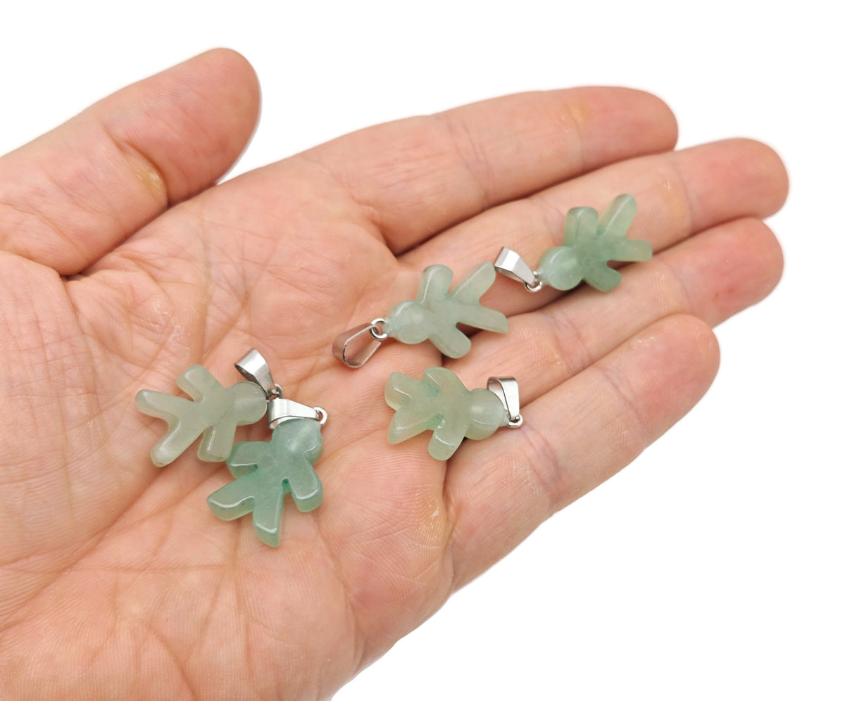 Aventurine gingerbread-shaped crystal pendant featuring mineral specimen design by GemstoneGO.