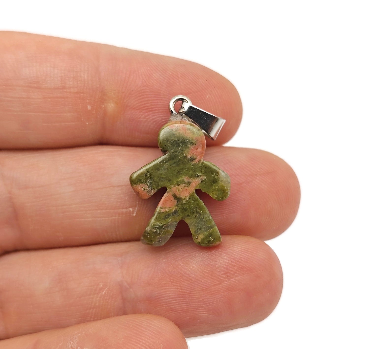 Pendentifs bonhommes en pain d'épice en cristal d'unakite - Cadeau de Noël - Spécimens minéraux - Sculpture de Noël - Qualité supérieure - NC1544