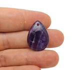 Dainty amethyst drop crystal pendant for DIY jewelry making, featuring a polished purple gemstone with a silver bail.
