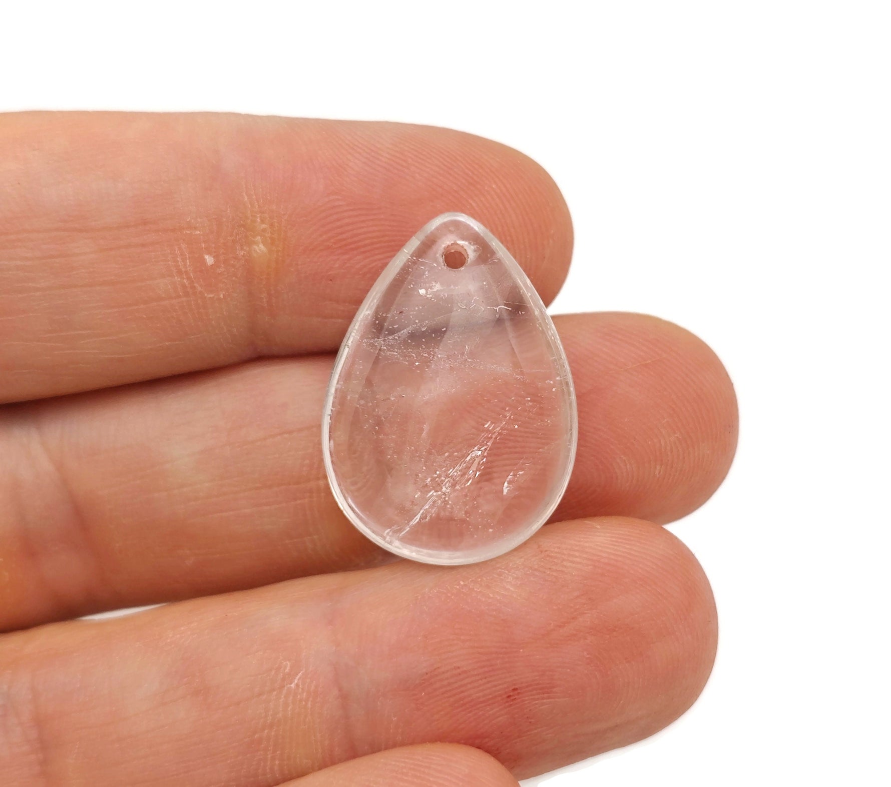Clear Quartz dainty drop crystal pendant from GemstoneGO, perfect for DIY jewelry making, featuring a polished, transparent gemstone.