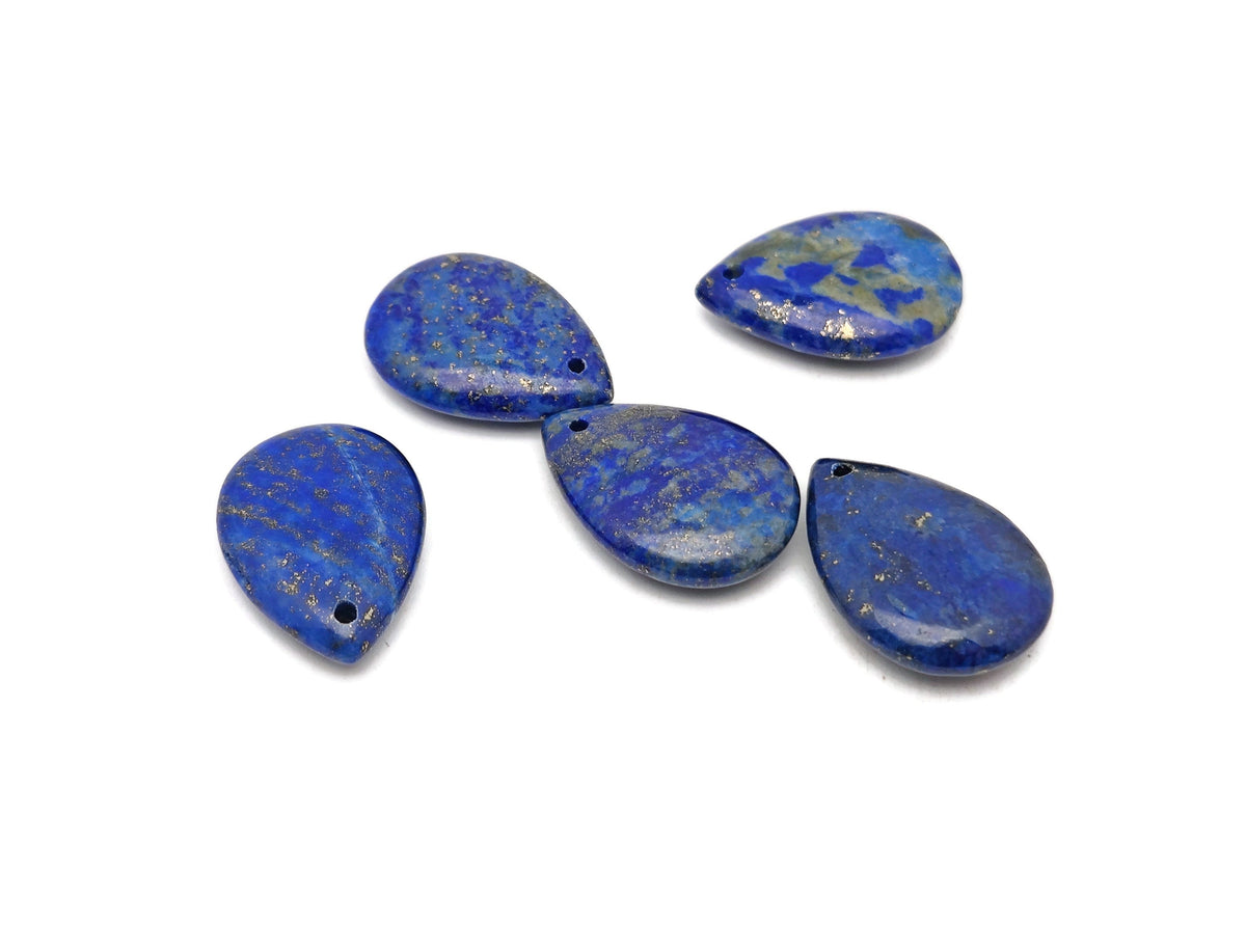Lapis Lazuli dainty drop crystal pendant for DIY jewelry making, featuring a deep blue gemstone with gold accent details.
