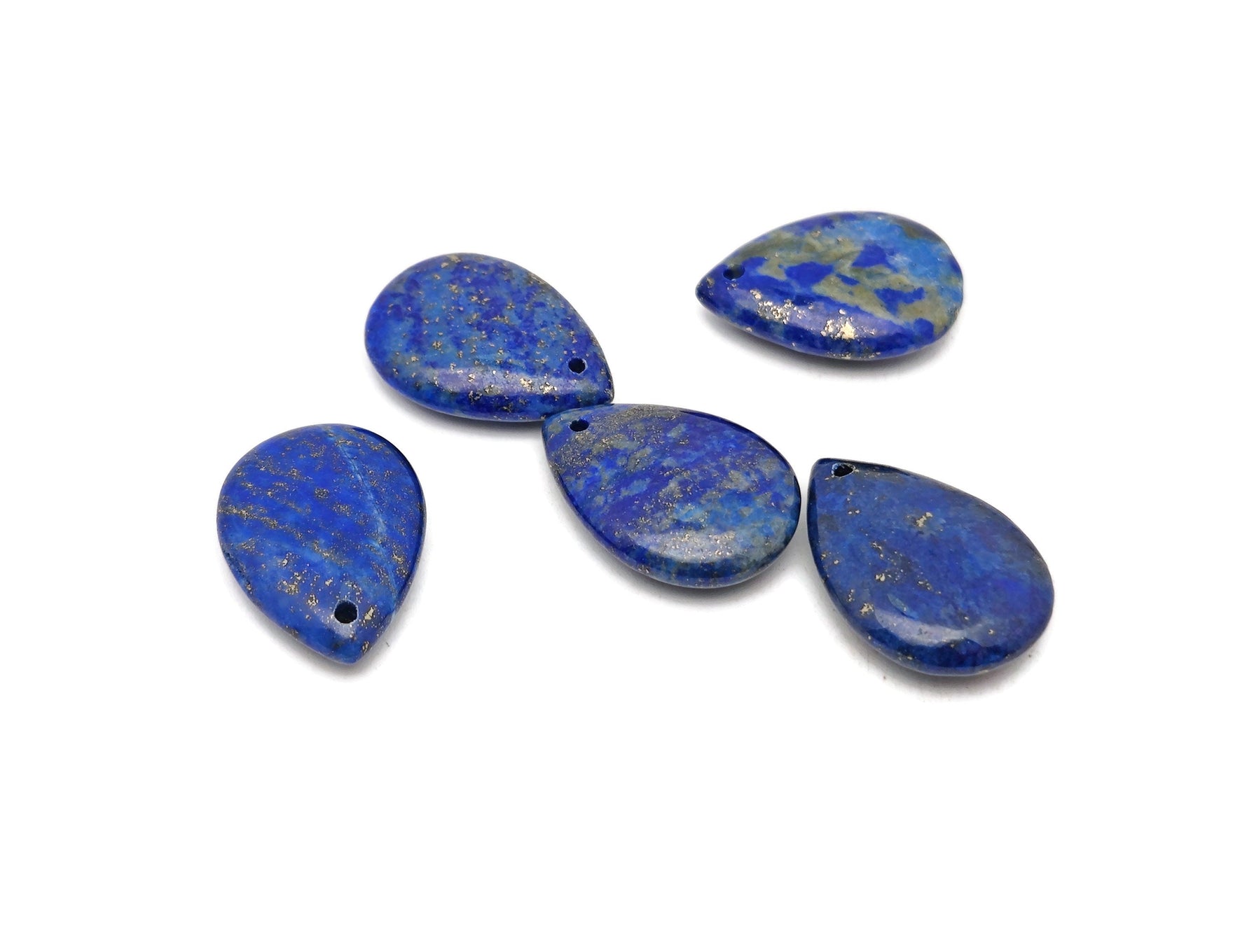 Lapis Lazuli dainty drop crystal pendant for DIY jewelry making, featuring a deep blue gemstone with gold accent details.