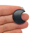 Obsidian moon gemstone pendant featuring a crescent moon design from GemstoneGO, showcasing smooth black polished stone.