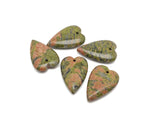 Unakite long heart love crystal pendant featuring a heart-shaped healing gemstone from GemstoneGO.