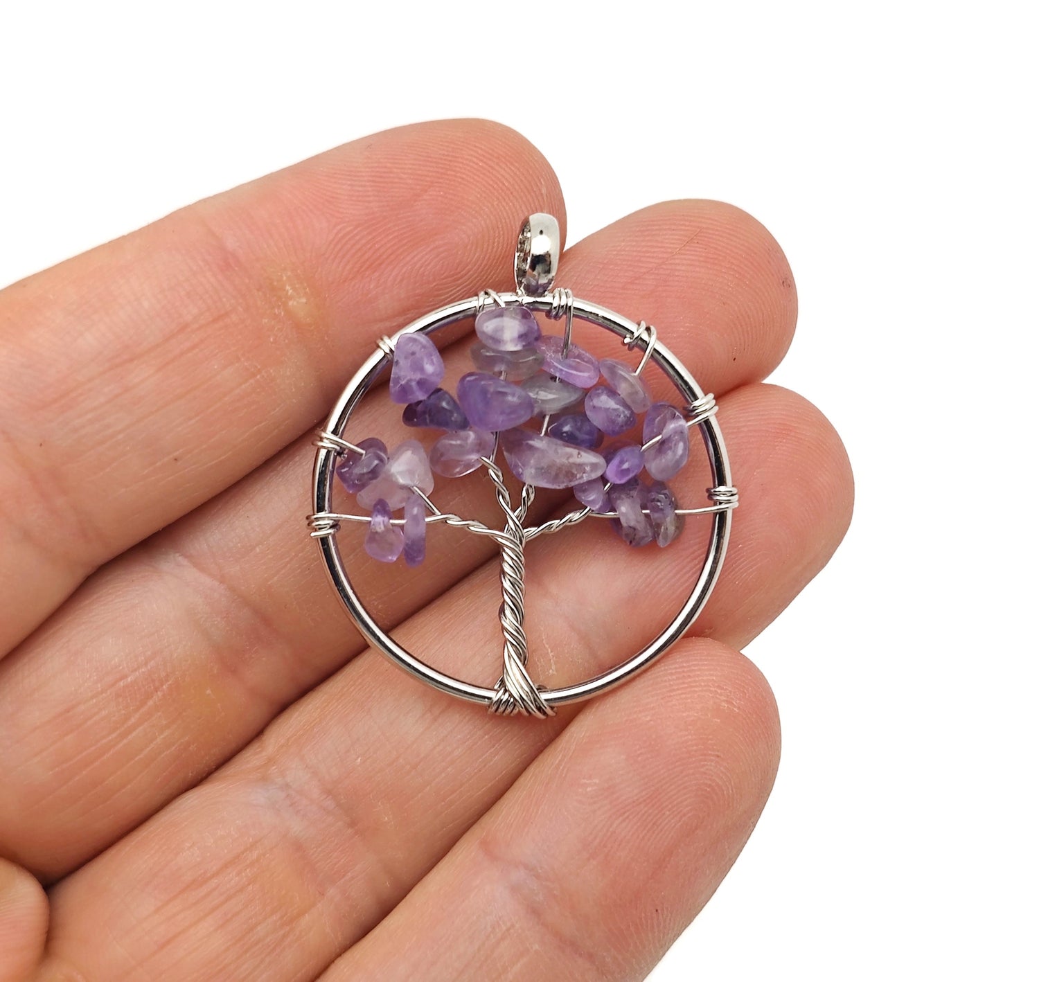 Amethyst Tree Of Life Gemstone Pendant - Bulk Wholesale Crystals - NC1575