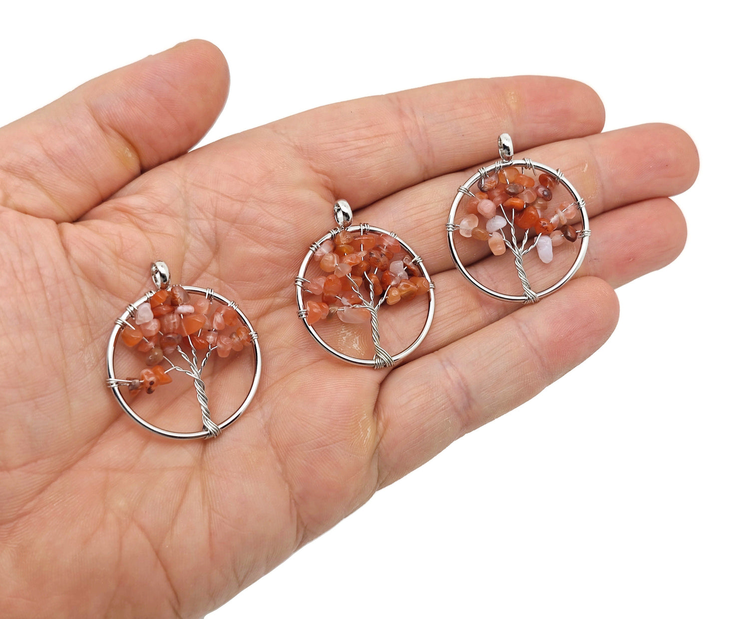 Pendentifs Arbre de Vie en Cornaline - Cristaux en gros - Bijoux Arbre de Vie en Cristal faits main - Pendentifs de guérison - NC1578