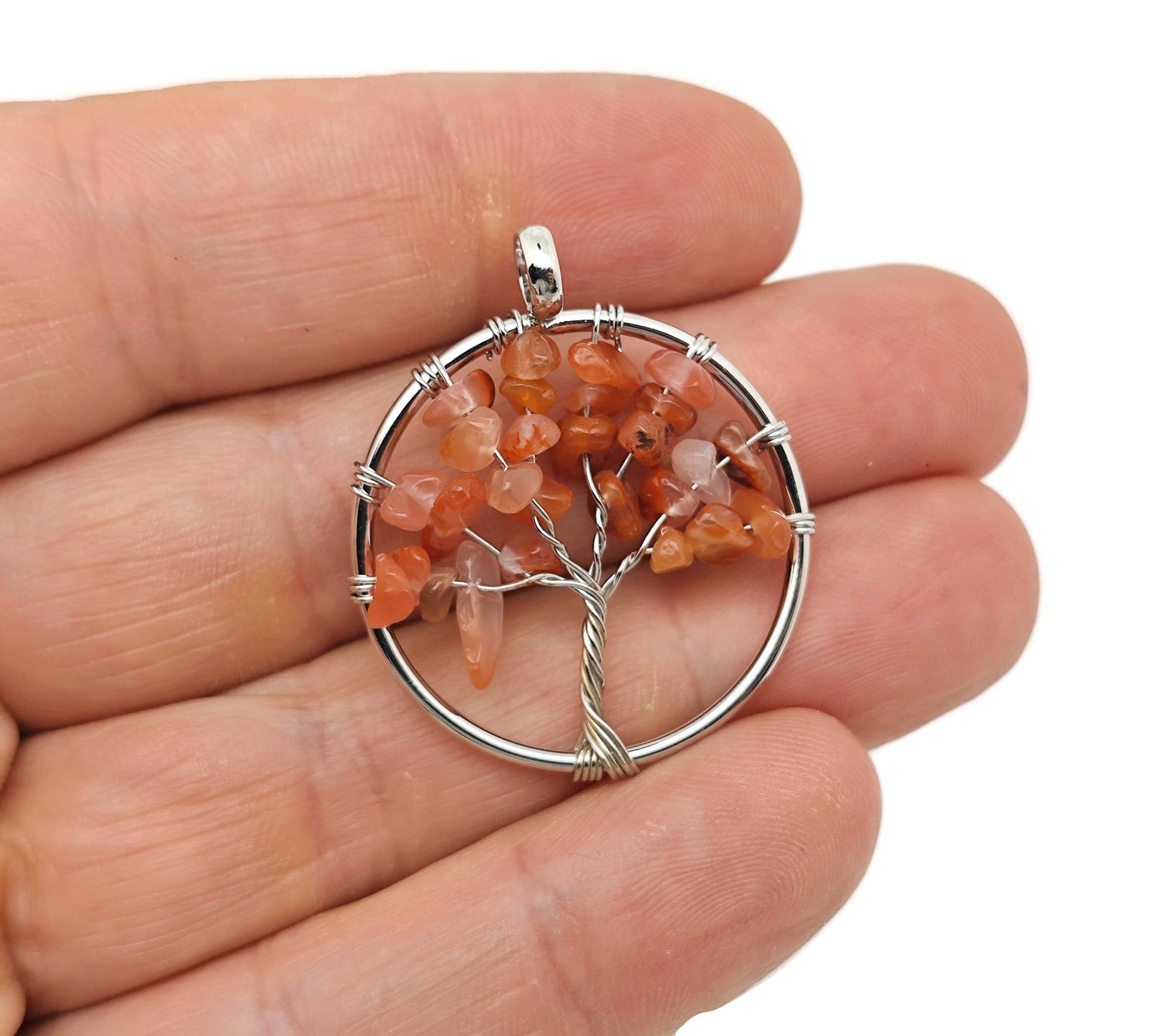 Pendentifs Arbre de Vie en Cornaline - Cristaux en gros - Bijoux Arbre de Vie en Cristal faits main - Pendentifs de guérison - NC1578