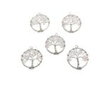 Clear Quartz Tree of Life gemstone pendant from GemstoneGO featuring a detailed crystal tree design on a silver-tone setting.