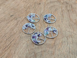 Fluorite Tree of Life gemstone pendant by GemstoneGO featuring vibrant green and purple fluorite crystals on a wire-wrapped pendant.