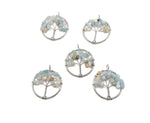 Caribbean Calcite Tree of Life gemstone pendant from GemstoneGO, featuring colorful calcite crystals arranged in a detailed tree design.