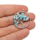 Amazonite Tree of Life gemstone pendant from GemstoneGO, featuring a detailed tree design with vibrant green-blue stones.