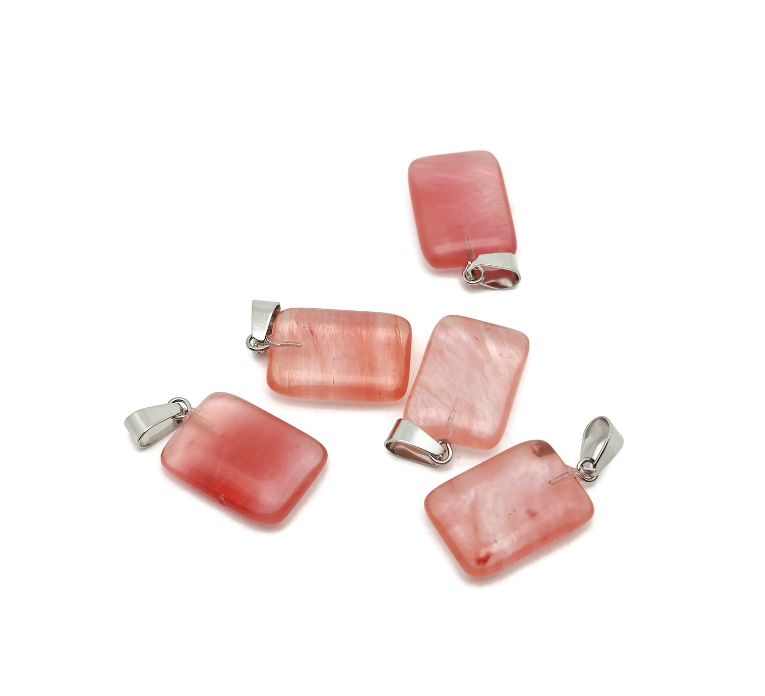 Colgante de cristal de cuarzo cereza rectangular - Gemas al por mayor - NC1603