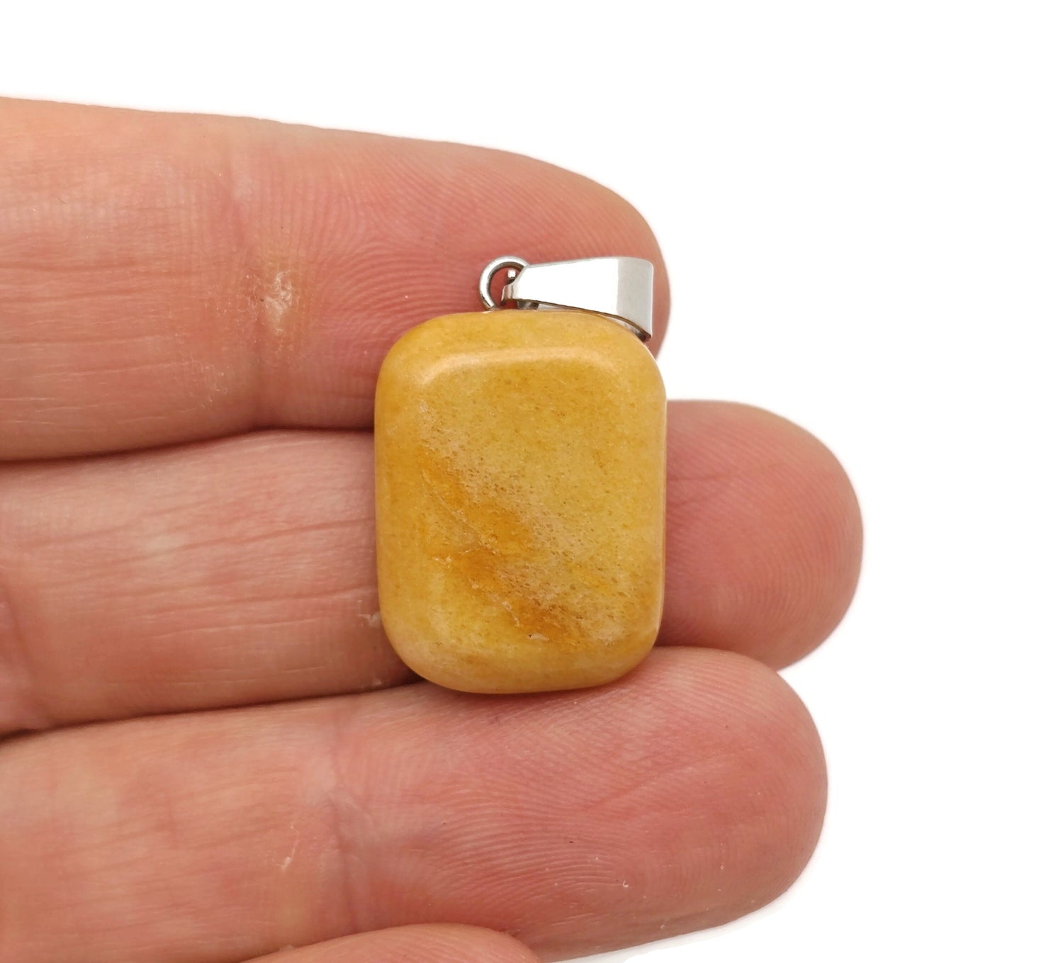 Yellow Jade Rectangle Shape Crystal Pendant - Wholesale Gemstones - NC1607