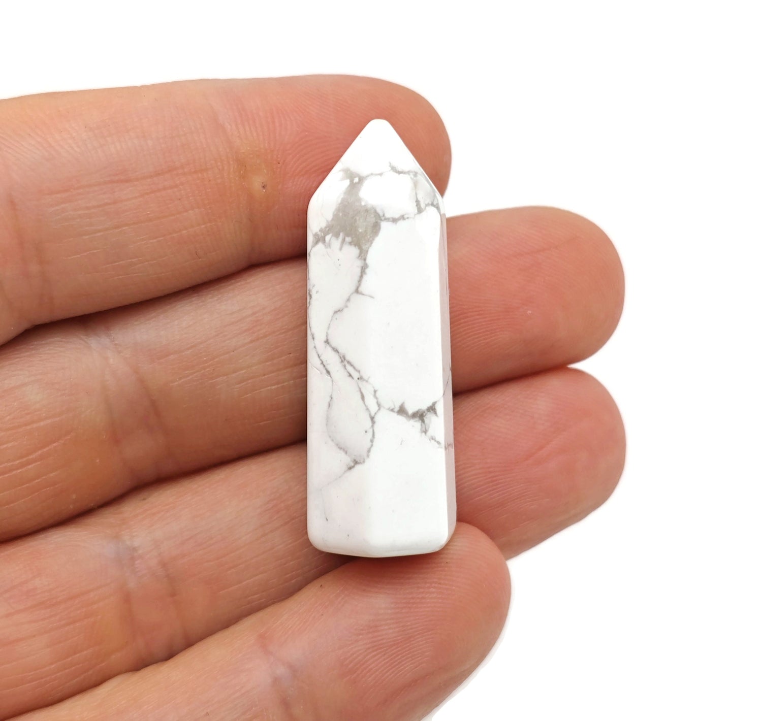 Howlite Crystal Obelisk Tower Crystal 40mm - TW1105