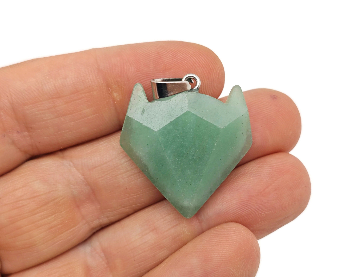 Aventurine Wolf Head Gemstone Pendant - Crystal Jewelry - NC1475