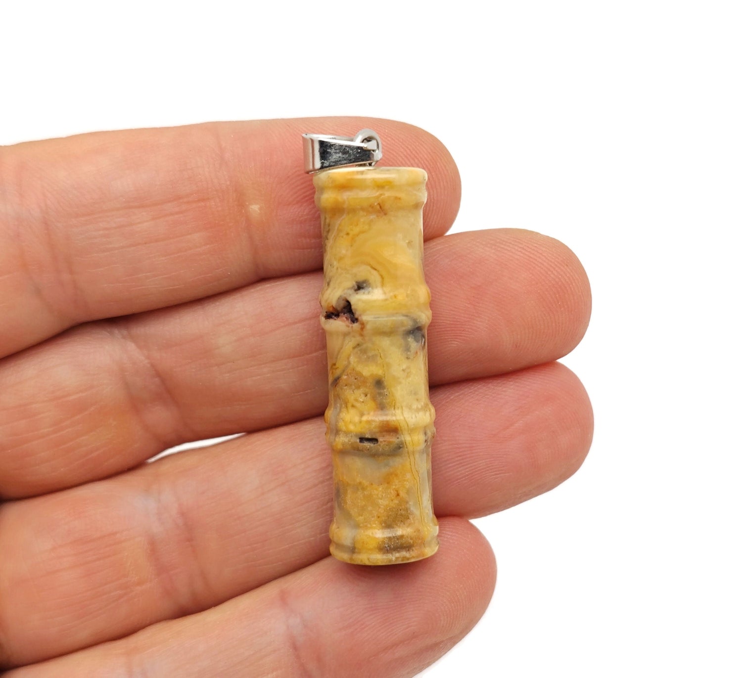 Crazy Lace Agate Bamboo Shape Crystal Pendant - Protect Crystal - NC1503