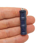 Blue Goldstone bamboo-shaped crystal pendant from GemstoneGO featuring a protective crystal design and vibrant blue color.
