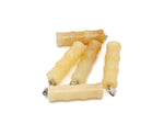 Yellow jade bamboo-shaped crystal pendant from GemstoneGO, featuring a protective crystal design on a silver chain.