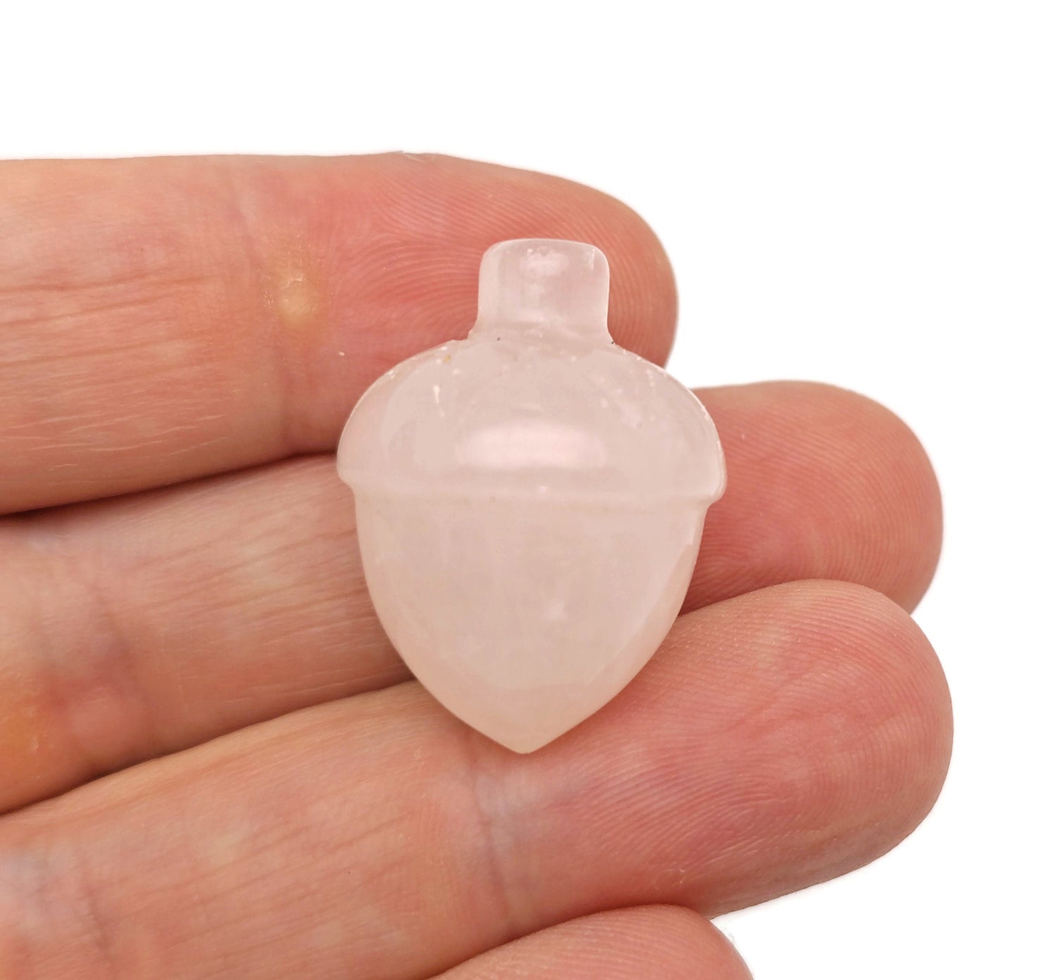 Gland sculpté en cristal de quartz rose - Guérison Reiki - Décoration en cristal pour la maison - Ornement en cristal - Lithothérapie - 26 mm - AC1001
