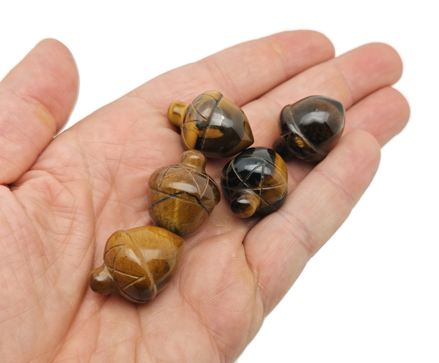 Tiger Eye Crystal Acorn Carved Gemstone - Home Crystal Decoration - 26mm - AC1003