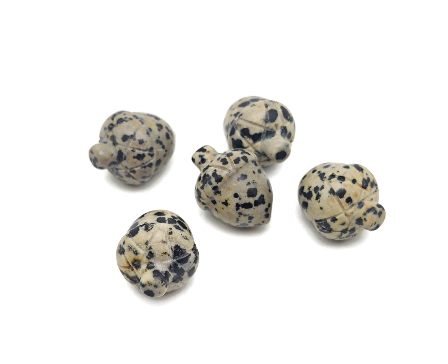 Gland sculpté en jaspe dalmatien - Guérison Reiki - Décoration cristalline pour la maison - Ornement en cristal - Lithothérapie - 26 mm - AC1018