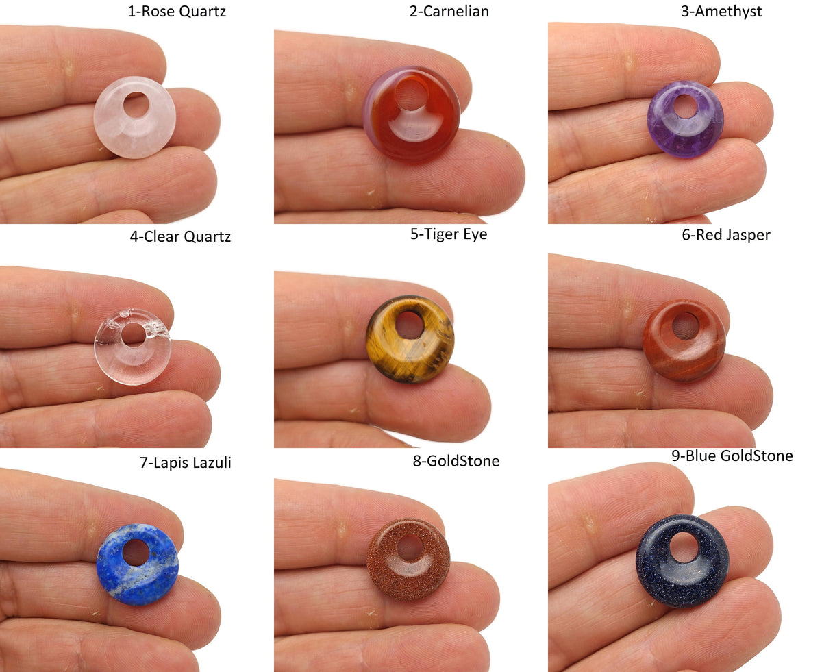 18mm Gemstone Crystal Donut with Pi Stone design by GemstoneGO, featuring colorful healing rocks in a mixed collection.