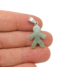 Aventurine gingerbread cookie-shaped crystal pendant from GemstoneGO featuring a detailed mineral specimen design.
