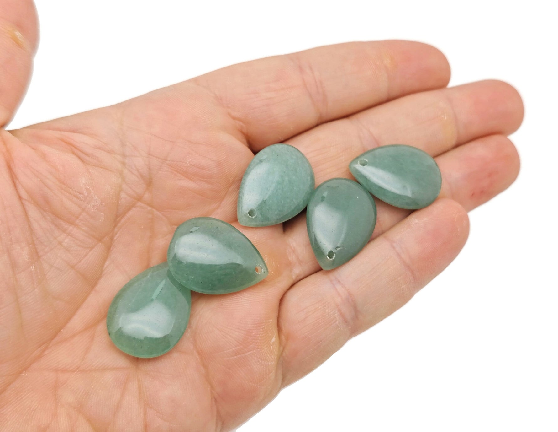 Aventurine dainty drop crystal pendant for DIY jewelry making, featuring a green aventurine gemstone on a delicate silver chain.
