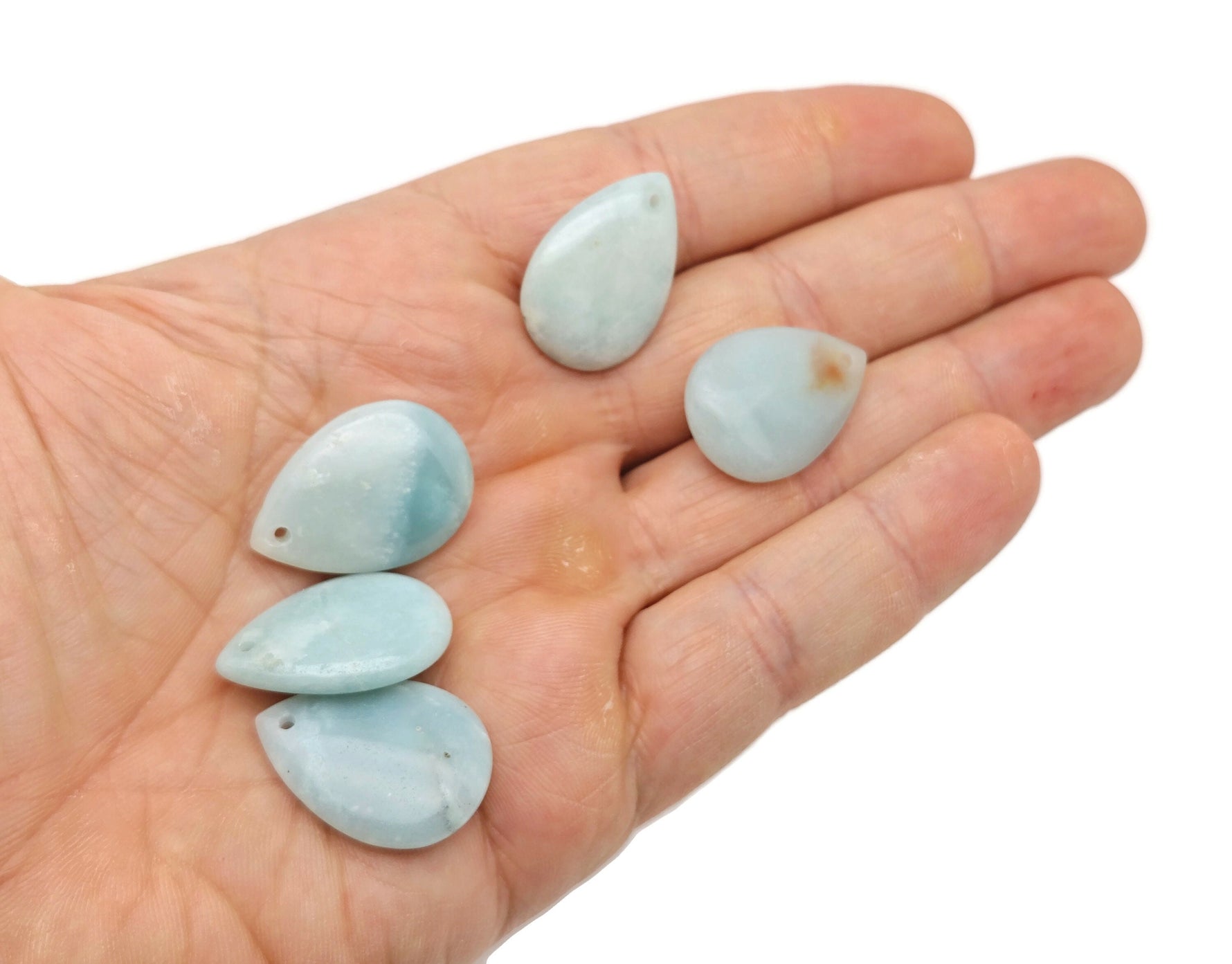 Amazonite dainty drop crystal pendant by GemstoneGO, perfect for DIY jewelry making, featuring a delicate blue-green gemstone.