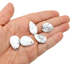 Dainty Howlite drop crystal pendant for DIY jewelry making, featuring smooth white gemstone with subtle veining.