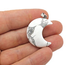 Howlite moon gemstone pendant featuring a crescent moon design by GemstoneGO, showcasing a smooth white stone with subtle gray veining