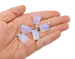 Opalite rectangular crystal pendant from GemstoneGO, showcasing a smooth, polished gemstone on a silver setting.
