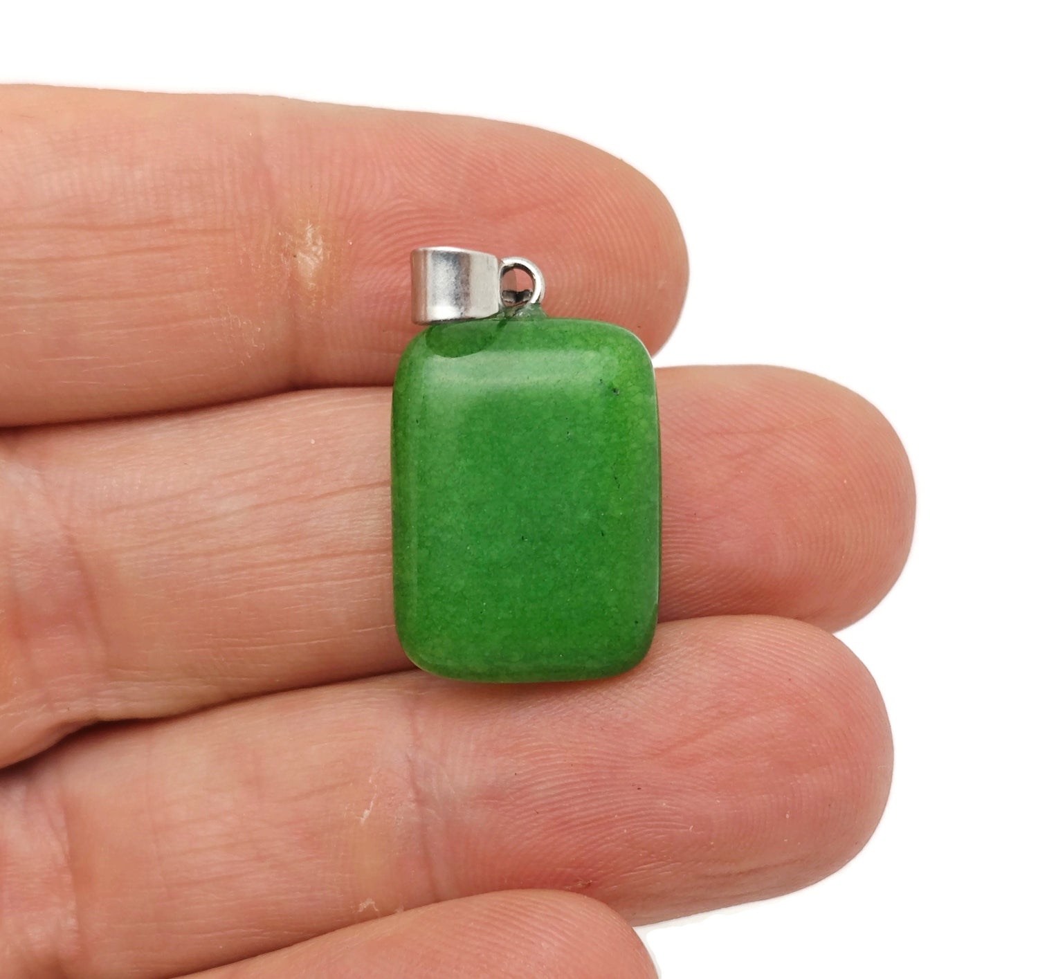 Green Agate Rectangle Shape Crystal Pendant - Wholesale Gemstones - NC1612