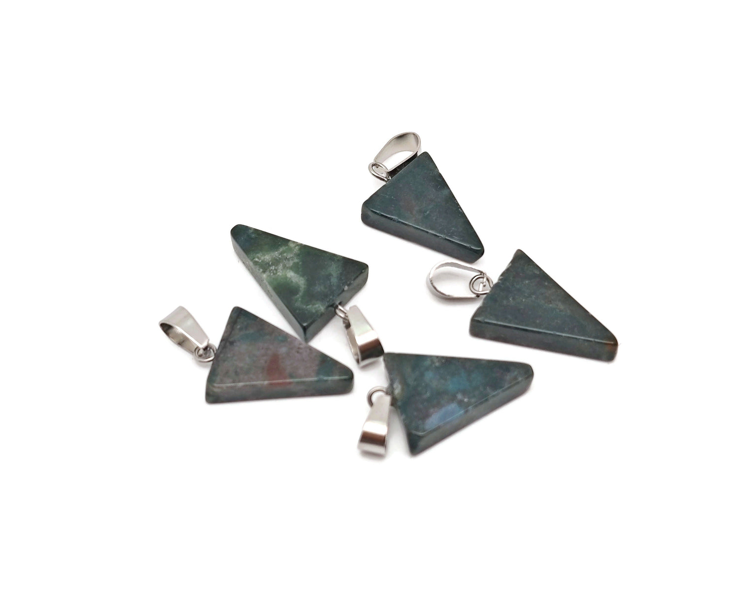 Pendentifs triangulaires en agate mousse - Collier triangulaire en pierre précieuse - Création de bijoux pendentifs - Vente en gros - NC1622