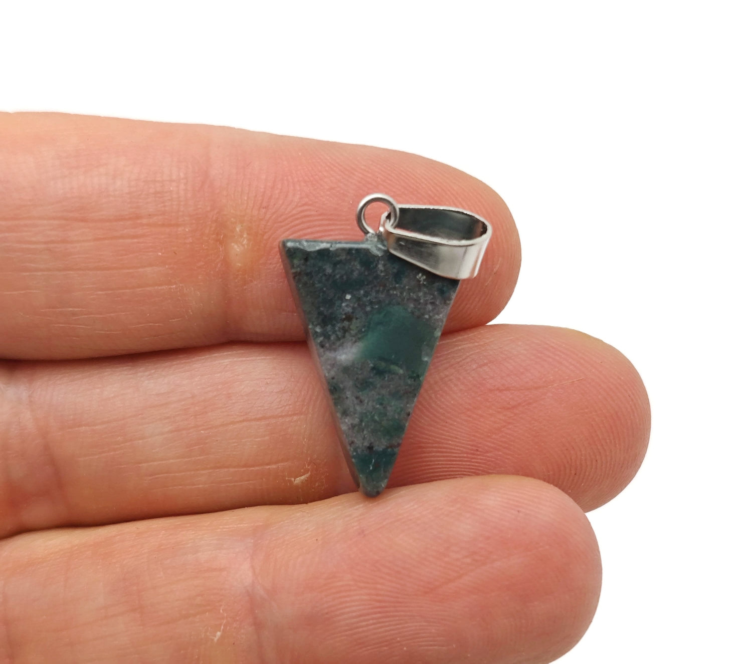 Pendentifs triangulaires en agate mousse - Collier triangulaire en pierre précieuse - Création de bijoux pendentifs - Vente en gros - NC1622