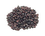 Semi-tumbled garnet crystal chips, 7-9mm, natural gemstone, bulk pack from GemstoneGO, showcasing vibrant red mineral pieces.