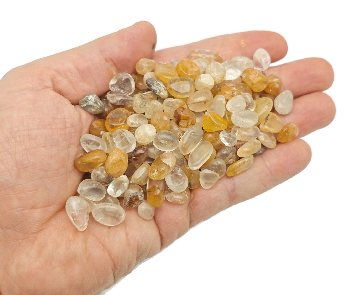 Golden Healer Quartz Crystal Chips - Semi Tumbled Stone - Bulk - 7-9mm - CP1245