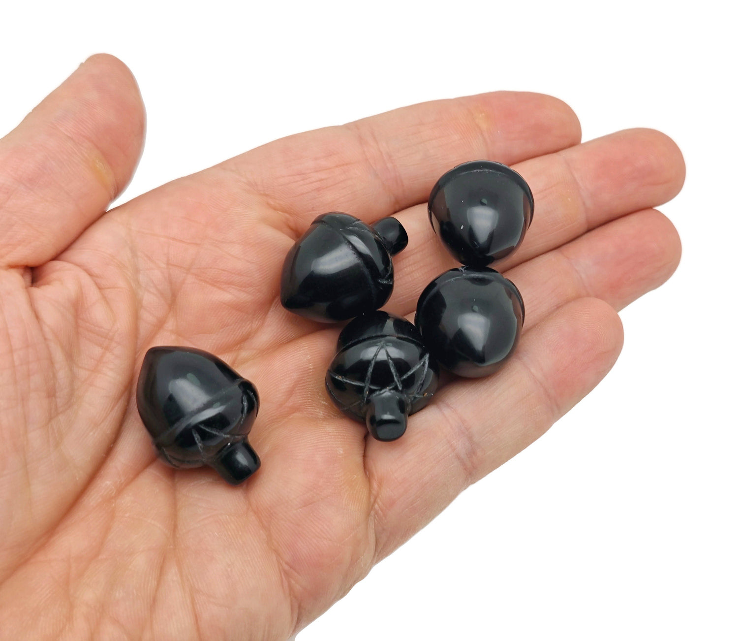 Obsidian Crystal Acorn Carved Gemstone - Home Crystal Decoration - 26mm - AC1004
