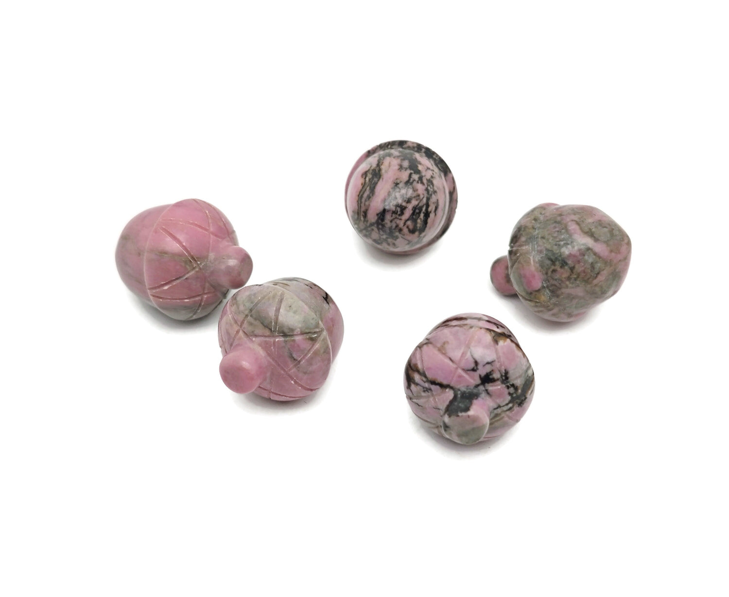 Rhodonite Crystal Acorn Carved Gemstone - Home Crystal Decoration - 26mm - AC1008