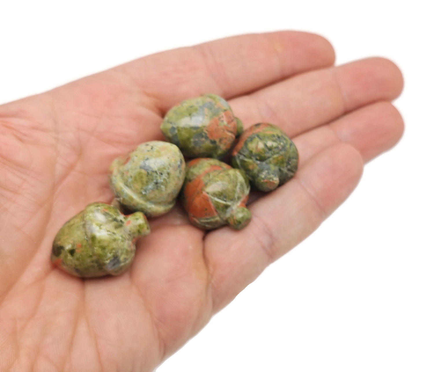 Unakite Crystal Acorn Carved Gemstone - Home Crystal Decoration - 26mm - AC1013