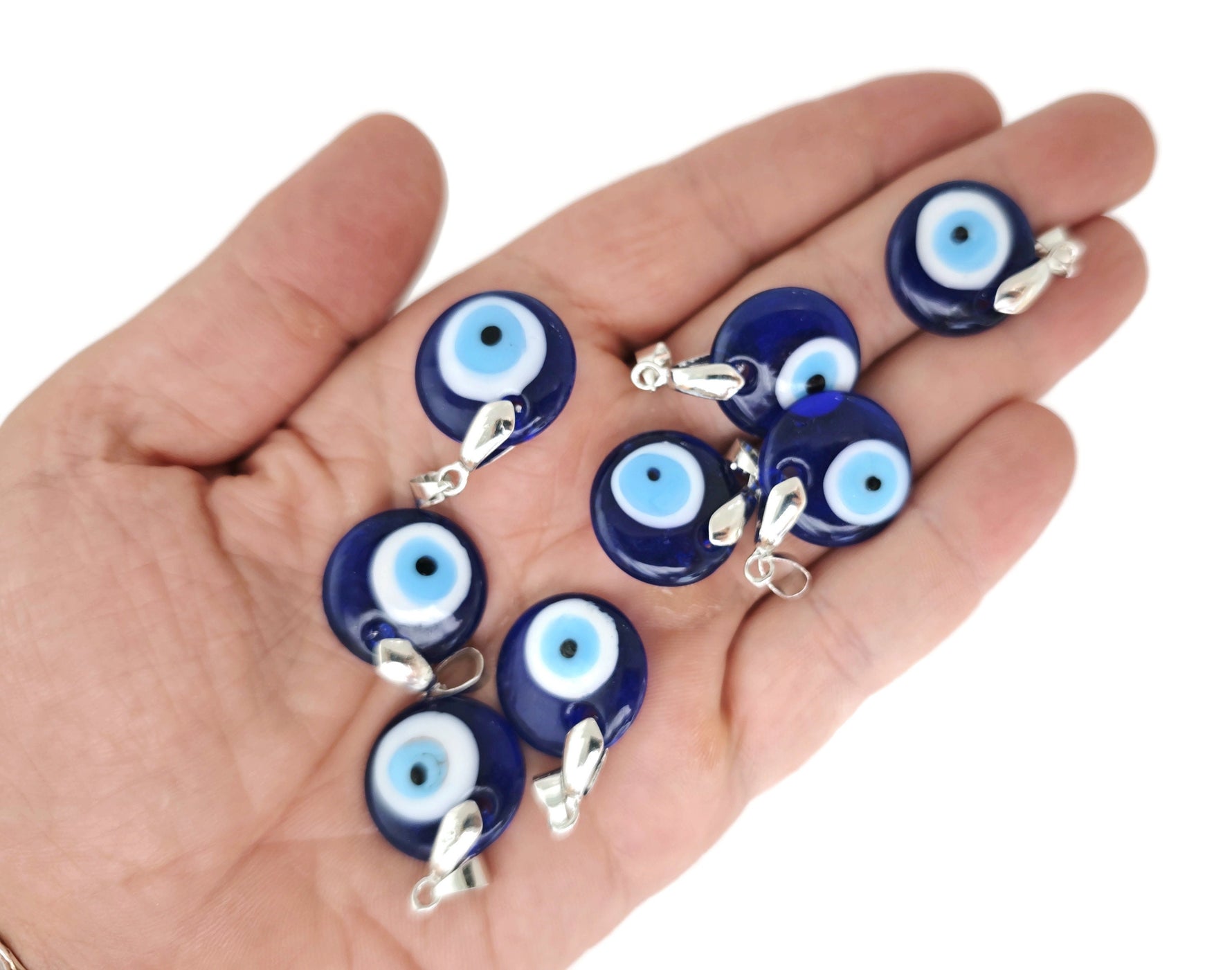 Glass evil eye pendant jewelry featuring a protective evil eye design, crafted by GemstoneGO, ideal for gifting or personal wear.