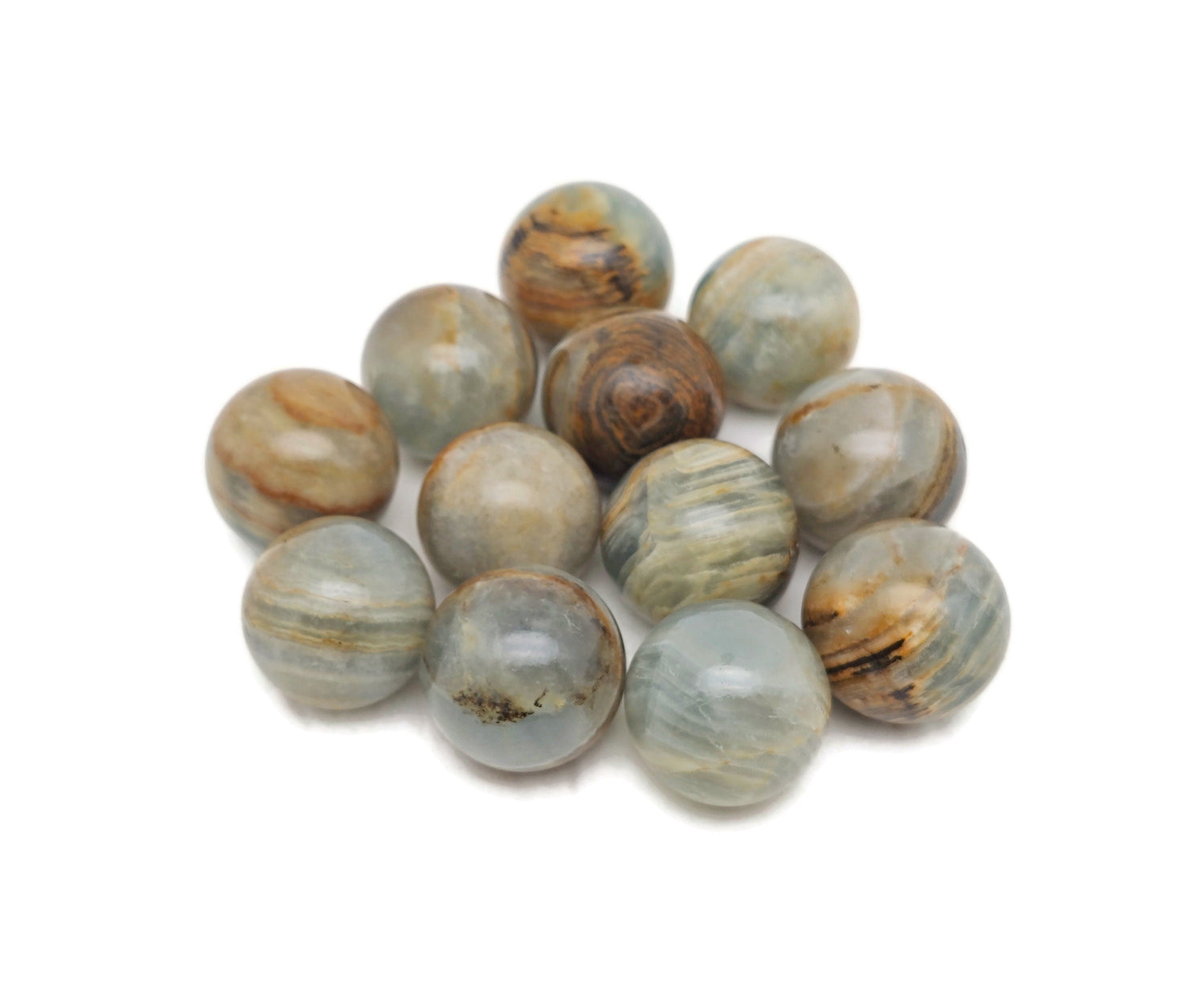 Sphère en onyx bleu ?€? Sphère en calcite aquatine lémurienne - Pierre de guérison ?€? Boule de cristal ?€? Décoration en cristal ?€? 22 mm - SP1122