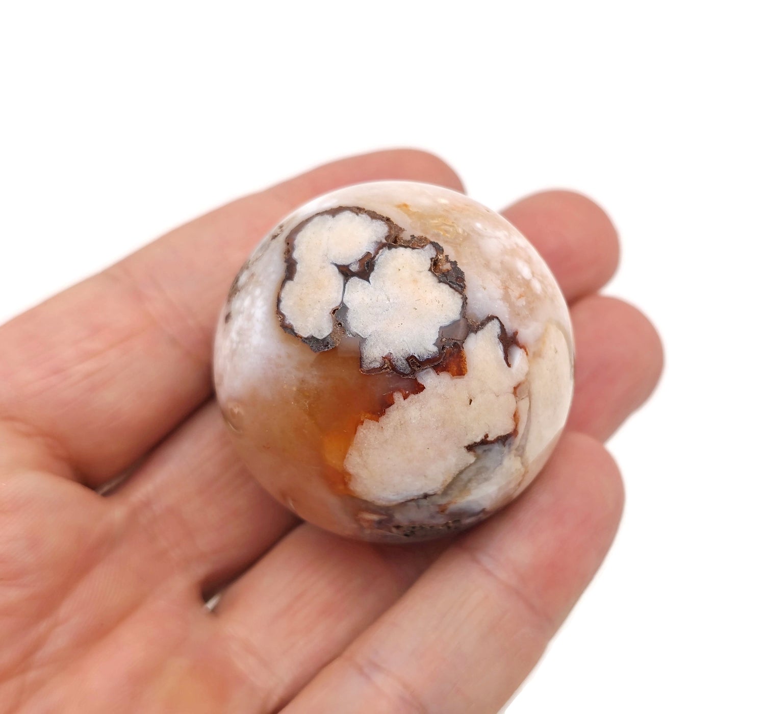 Sphère d'agate à fleurs roses A++ ?€? Boule de cristal - Pierres de cristal de guérison ?€? Décoration en cristal ?€? 40-45 mm - BA1051