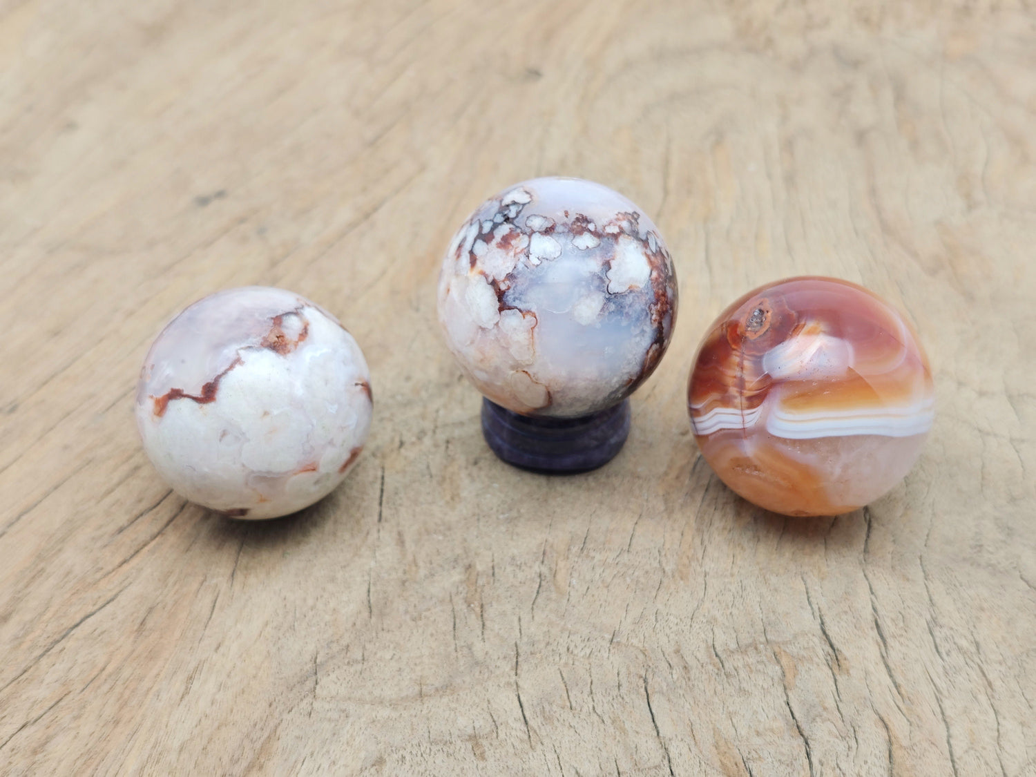 Sphère d'agate à fleurs roses A++ ?€? Boule de cristal - Pierres de cristal de guérison ?€? Décoration en cristal ?€? 40-45 mm - BA1051