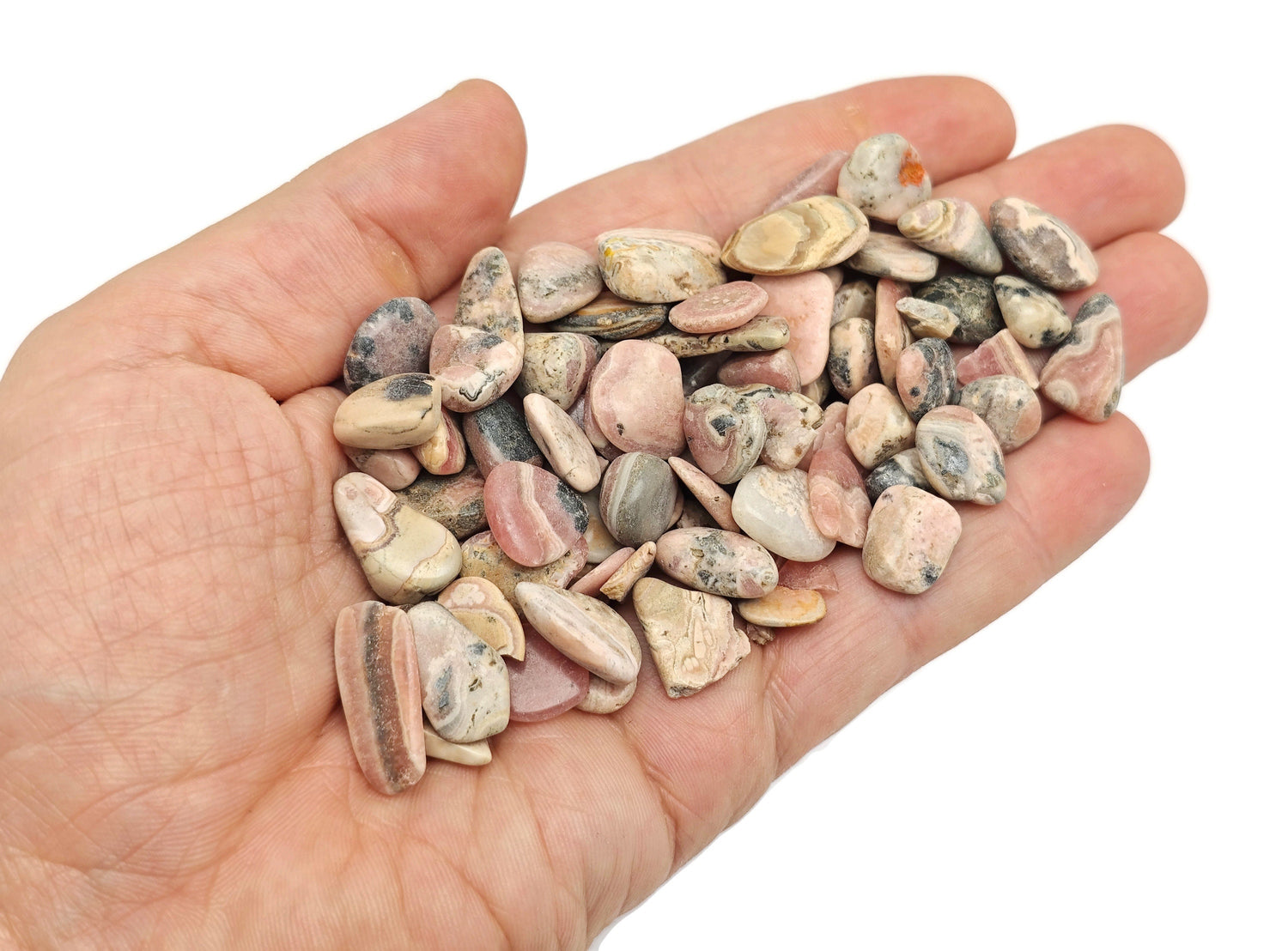 Rhodochrosite Crystal Chips - Semi Tumbled Stone - Bulk - 7-12mm - CP1248