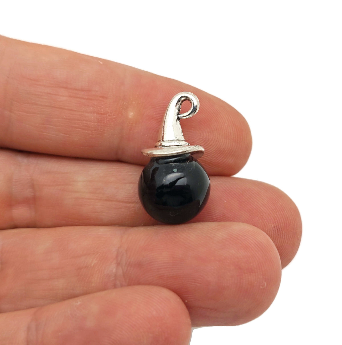 Halloween hat sphere gemstone pendant from GemstoneGO featuring a crystal design, perfect for Halloween jewelry or gifts.