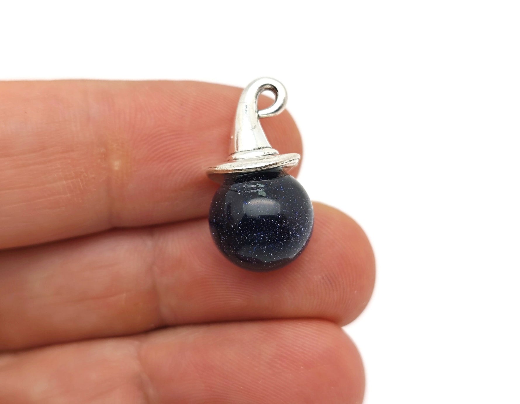 Halloween hat sphere gemstone pendant from GemstoneGO featuring a crystal gift with a festive Halloween theme and colorful gemstone accents.