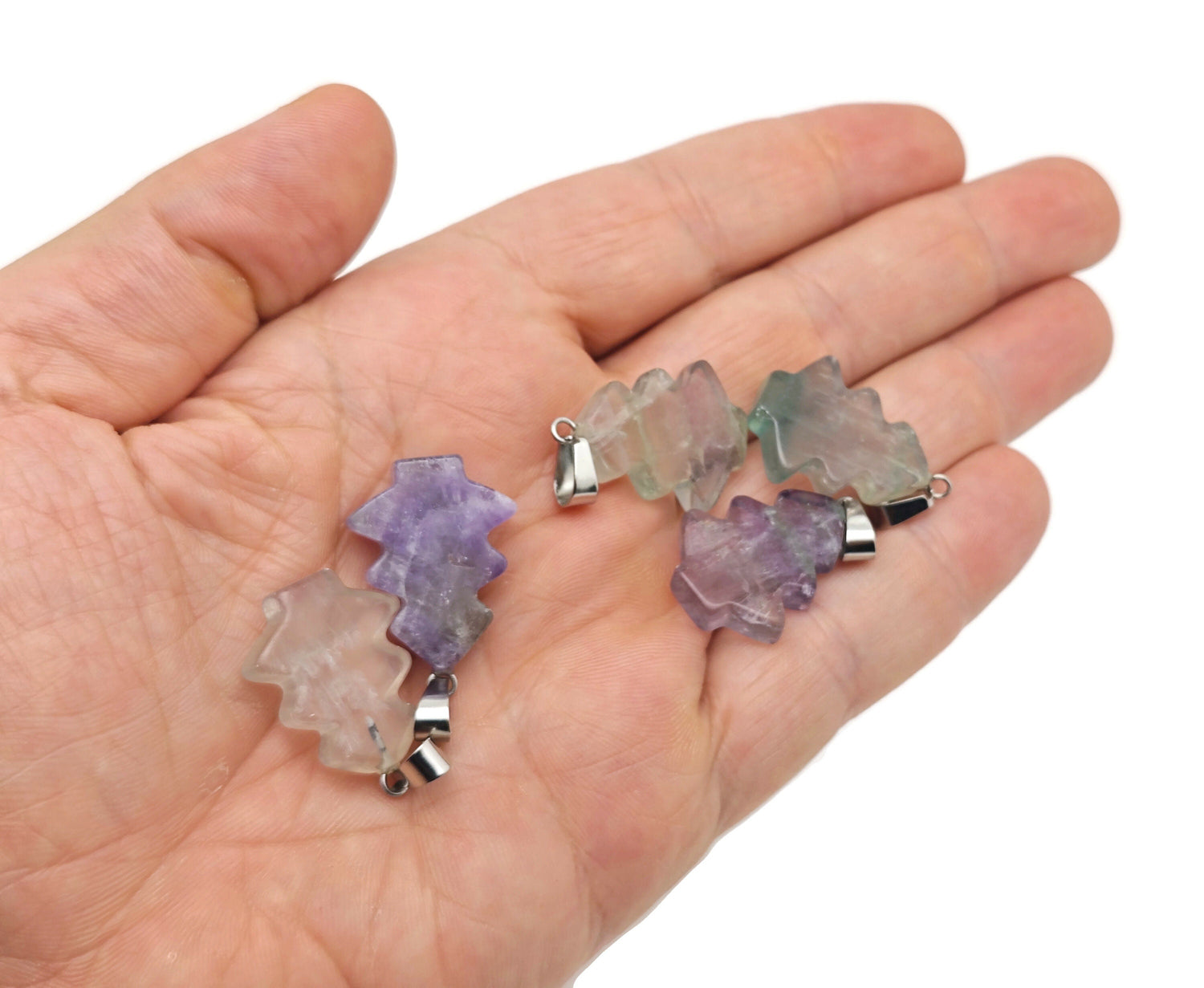 Fluorite Pine Tree Gemstone Pendant - Mini Crystal Pendant - NC1628