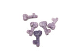 Lepidolite key gemstone carving, 40mm, from GemstoneGO, showing detailed purple and lilac hues with smooth polished surface.