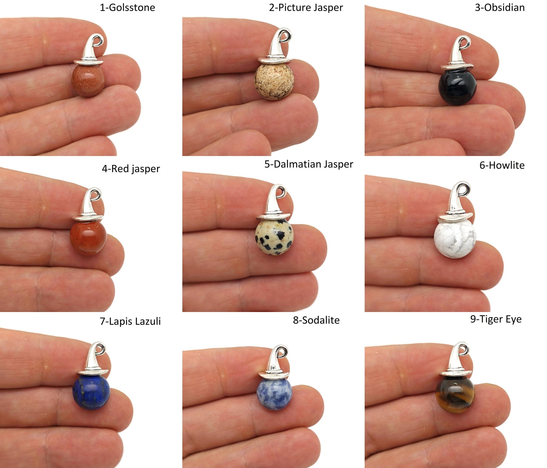 Halloween hat sphere gemstone pendant from GemstoneGO featuring a crystal gift with a festive Halloween design and vibrant colors.